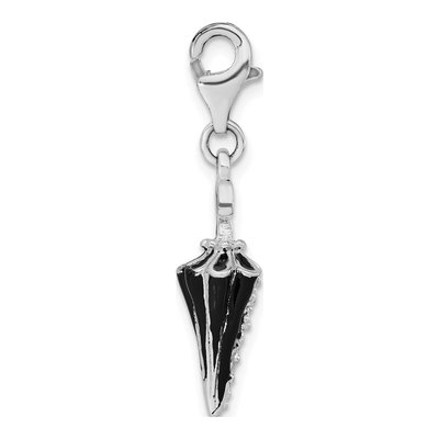 Sterling Silver CZ 3-D Enamel Parasol Charm – view 3