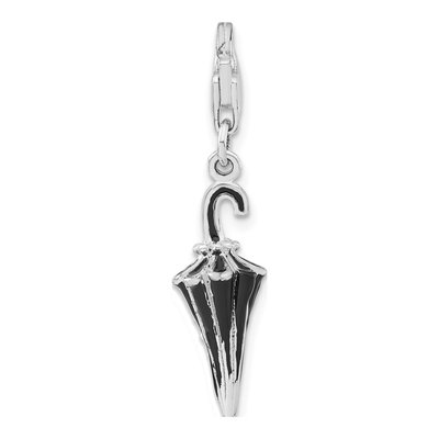 Sterling Silver CZ 3-D Enamel Parasol Charm – view 4