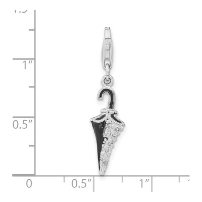 Sterling Silver CZ 3-D Enamel Parasol Charm – view 5