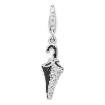 Sterling Silver CZ 3-D Enamel Parasol Charm