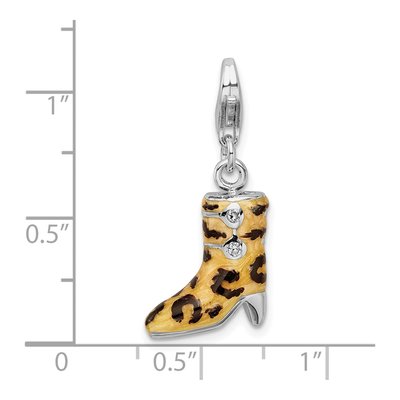 Sterling Silver CZ Leopard Boot Charm – view 5