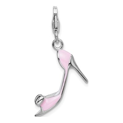 Sterling Silver Pink Enamel High Heel Charm