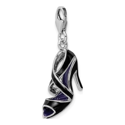 Sterling Silver Black Enamel High Heel Charm – view 5