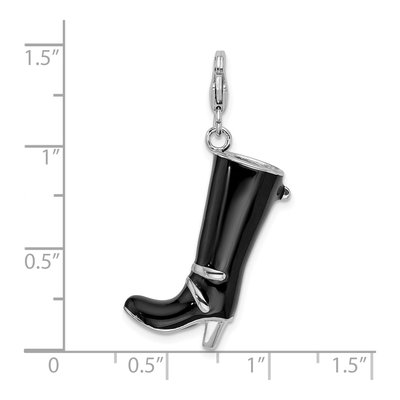 Sterling Silver 3-D Enameled Buckled Black Boot Charm – view 6