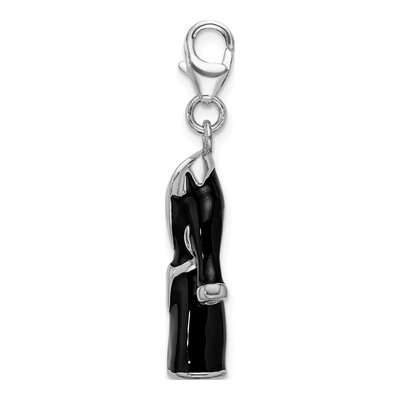 Sterling Silver 3-D Black Enameled Robe Charm – view 3