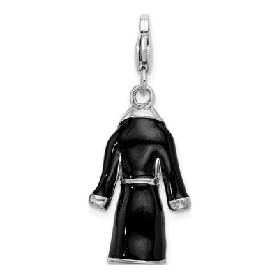 Sterling Silver 3-D Black Enameled Robe Charm – view 4
