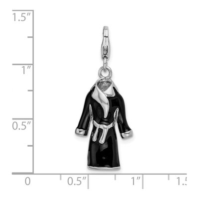 Sterling Silver 3-D Black Enameled Robe Charm – view 5