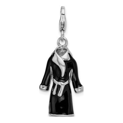 Sterling Silver 3-D Black Enameled Robe Charm