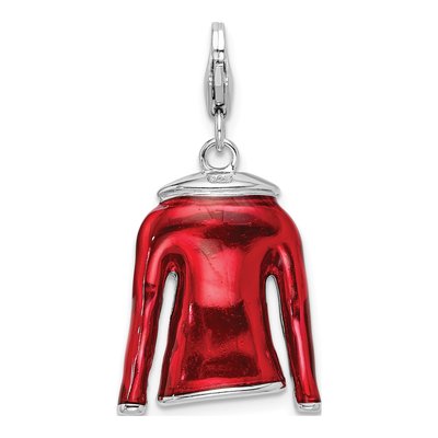 Sterling Silver 3-D Red Enameled Jacket Charm – view 4