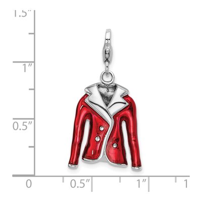 Sterling Silver 3-D Red Enameled Jacket Charm – view 5