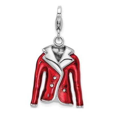 Sterling Silver 3-D Red Enameled Jacket Charm