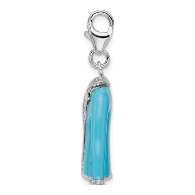 Sterling Silver 3-D Blue Enameled Jacket Charm – view 3