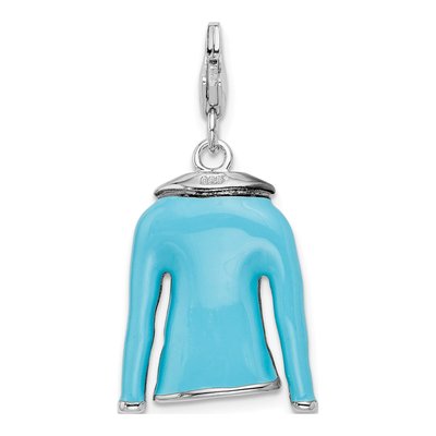 Sterling Silver 3-D Blue Enameled Jacket Charm – view 4