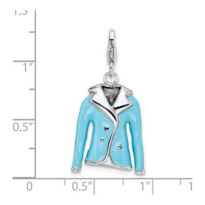Sterling Silver 3-D Blue Enameled Jacket Charm – view 5