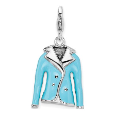 Sterling Silver 3-D Blue Enameled Jacket Charm
