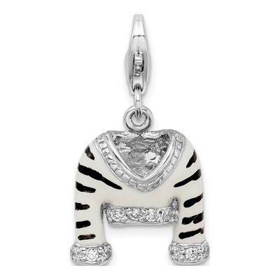 Sterling Silver CZ 3-D Zebra Charm