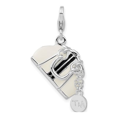 Sterling Silver 3-D Enameled Purse Charm
