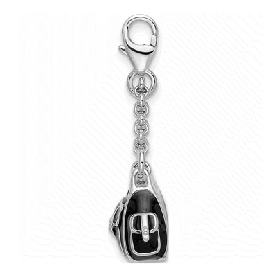 Sterling Silver 3-D Black Enamel Handbag Charm – view 3
