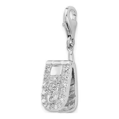 Sterling Silver CZ 3-D Moveable Flip Cell Phone Charm – view 5