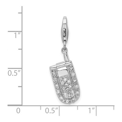 Sterling Silver CZ 3-D Moveable Flip Cell Phone Charm – view 7