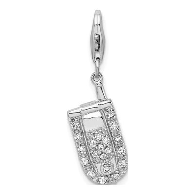 Sterling Silver CZ 3-D Moveable Flip Cell Phone Charm