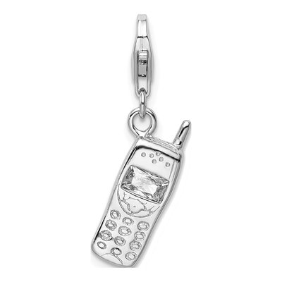 Sterling Silver CZ Cell Phone Charm