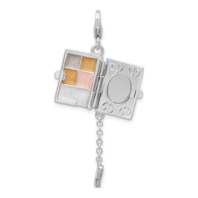 Sterling Silver 3-D Moveable Enameled Eyeshadow Compact Charm – view 6