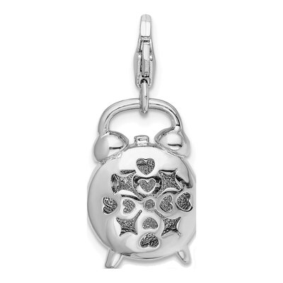 Sterling Silver 3-D Alarm Clock Charm – view 4