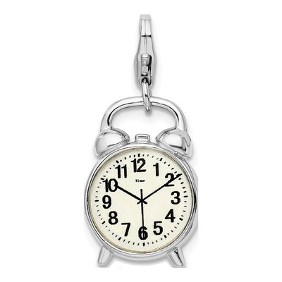 Sterling Silver 3-D Alarm Clock Charm