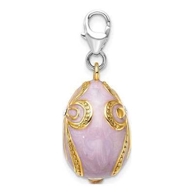 Gold-Plated Sterling Silver Crystal Egg Cross Charm – view 3