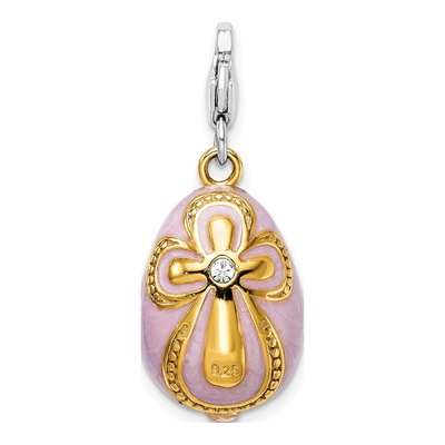 Gold-Plated Sterling Silver Crystal Egg Cross Charm – view 4