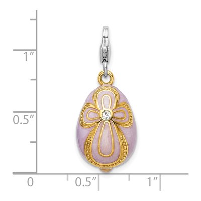 Gold-Plated Sterling Silver Crystal Egg Cross Charm – view 5