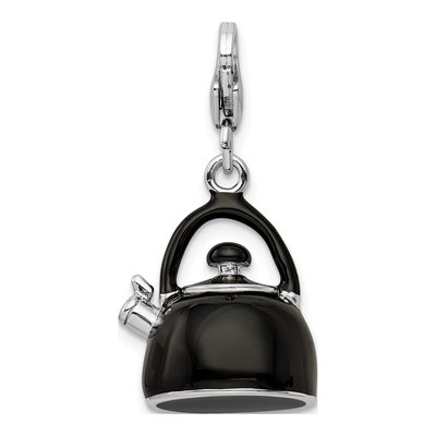 Sterling Silver Black Tea Kettle Charm – view 4