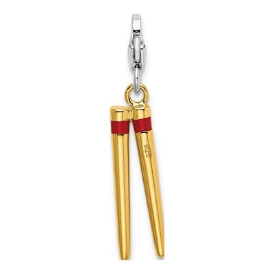 Gold-Plated Sterling Silver 3-D Enameled Chopstick Charm – view 4