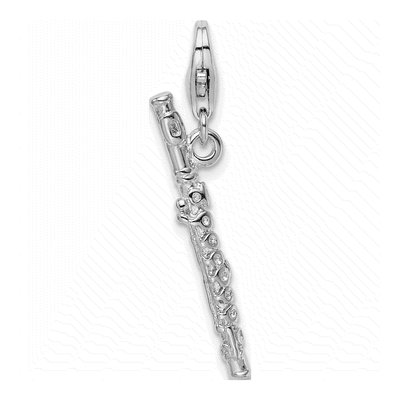 Sterling Silver 3-D Flute Charm