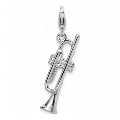 Sterling Silver 3-D Trumpet Charm – view 4