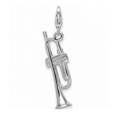 Sterling Silver 3-D Trumpet Charm
