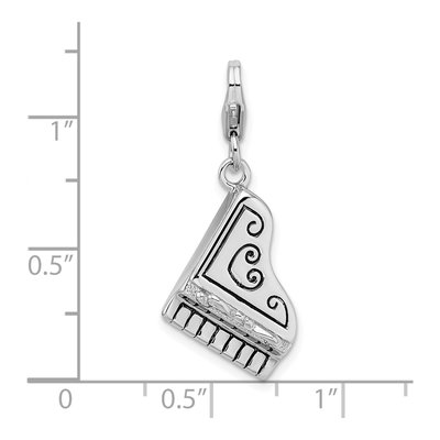 Sterling Silver 3-D Enamel Grand Piano Charm – view 5