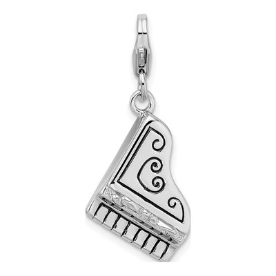 Sterling Silver 3-D Enamel Grand Piano Charm