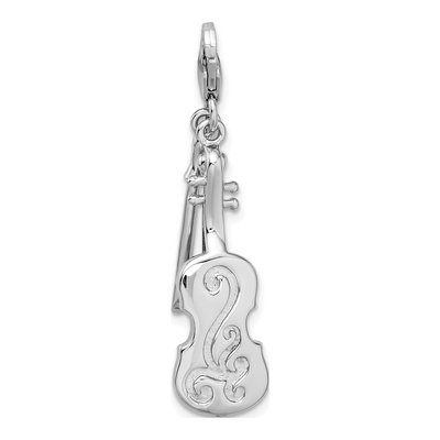 Sterling Silver 3-D Violin Charm – view 4