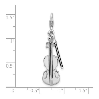 Sterling Silver 3-D Violin Charm – view 5