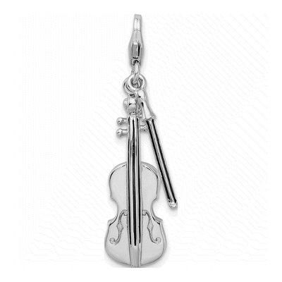 Sterling Silver 3-D Violin Charm