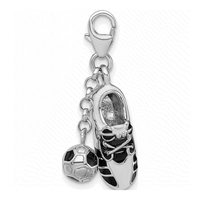 Sterling Silver Soccer Shoe Ball Charm – view 3