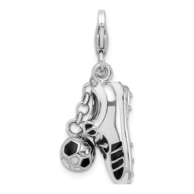 Sterling Silver Soccer Shoe Ball Charm – view 4