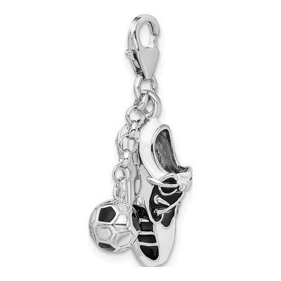Sterling Silver Soccer Shoe Ball Charm – view 5