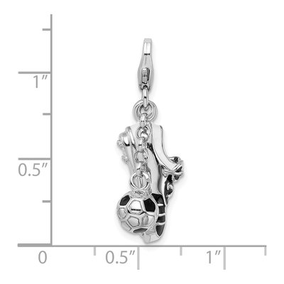 Sterling Silver Soccer Shoe Ball Charm – view 6