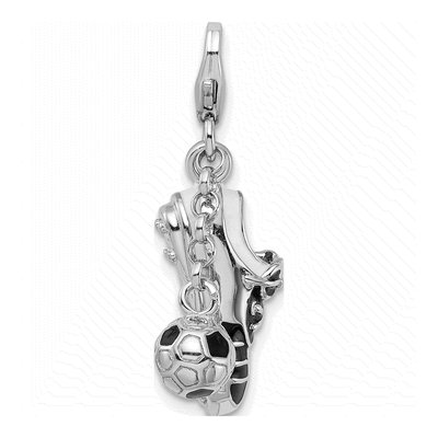 Sterling Silver Soccer Shoe Ball Charm