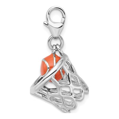 Sterling Silver 3-D Basketball Net Charm – view 3
