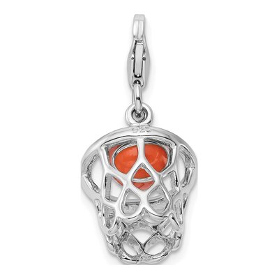 Sterling Silver 3-D Basketball Net Charm – view 4