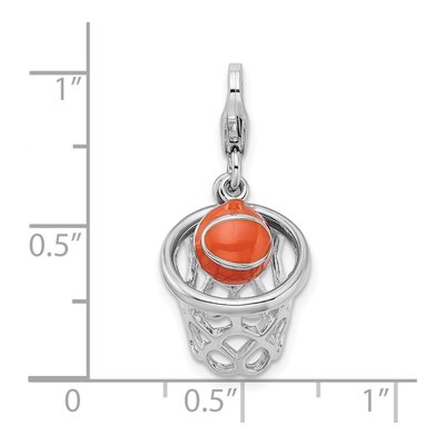 Sterling Silver 3-D Basketball Net Charm – view 5